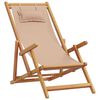 vidaXL Folding Beach Chair Taupe Solid Wood Eucalyptus and Fabric