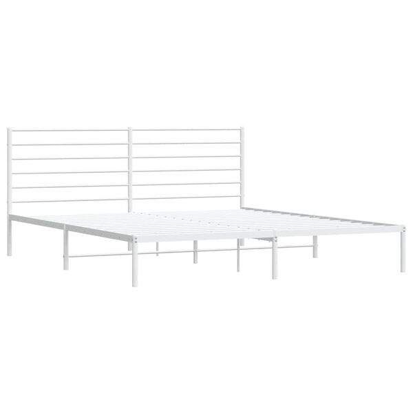 vidaXL Bed Frame White Steel Double Bed Bed Frame Rectangular