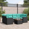 vidaXL 7 Piece Patio Sofa Set with Cushions Black Poly Rattan