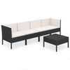 vidaXL Garden Lounge Set Black PE Rattan Large Removable Covers