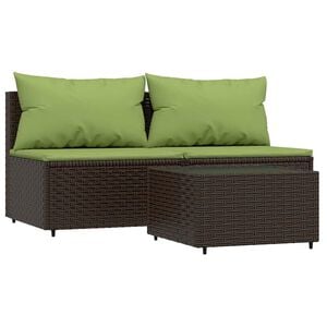 vidaXL Patio Lounge Set Brown and green cushions
