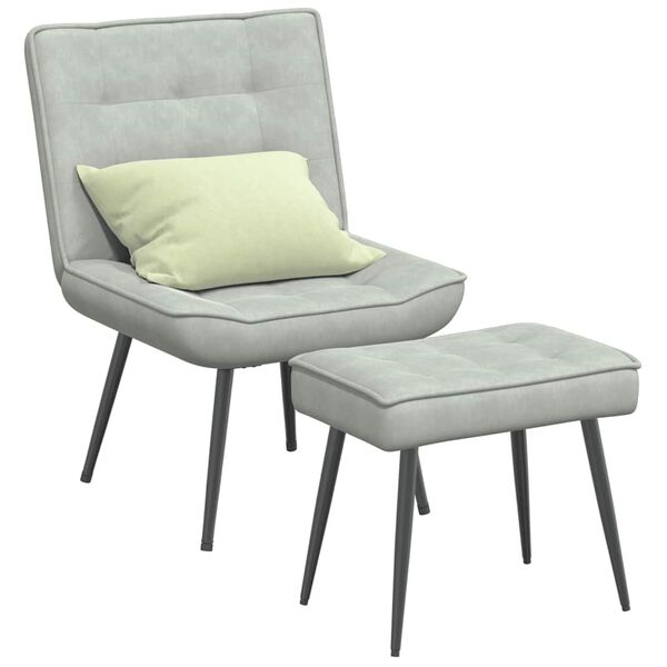 vidaXL Relaxing Chair With Footstool Light Grey