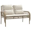 vidaXL Patio Sofa Set Beige PE rattan, powder-coated steel, tempered glass