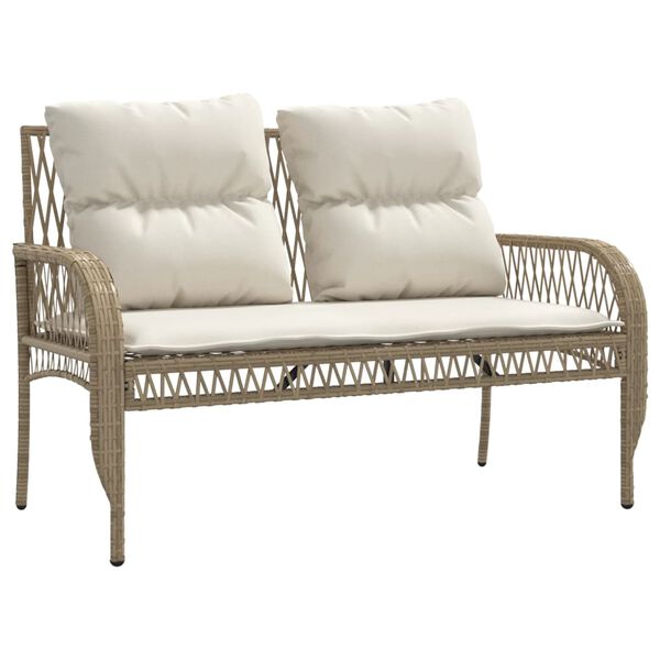 vidaXL Patio Sofa Set Beige PE rattan, powder-coated steel, tempered glass
