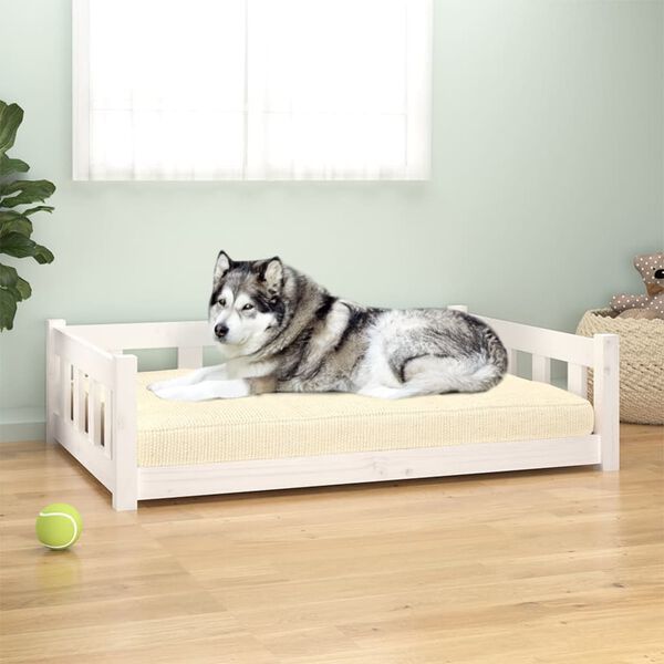 vidaXL Dog Bed White Solid pine wood Medium Durable Dog Bed