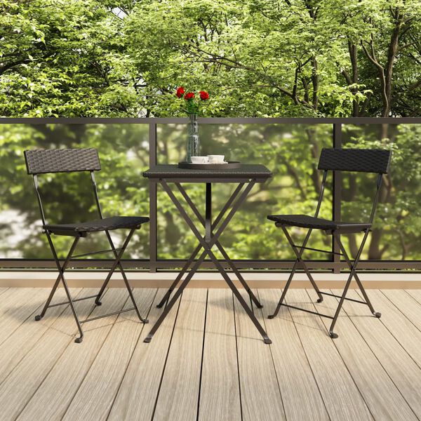 vidaXL Folding Bistro Chair Set of 2 Black