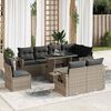 vidaXL Garden Sofa Set Grey PE rattan, powder-coated steel, tempered glass