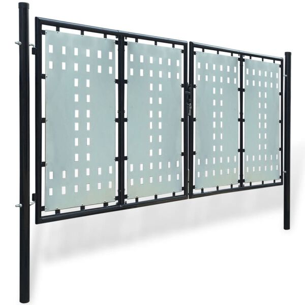 vidaXL Black Single Door Fence Gate 118.1x49.2"