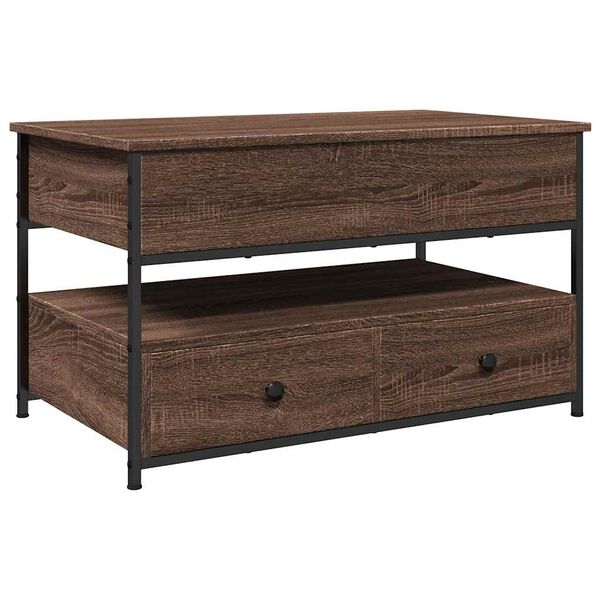vidaXL Coffee Table Brown Oak Engineered Wood, Metal Medium