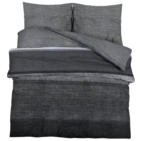 vidaXL Duvet Cover Set Set of 2 Dark Grey 100% Cotton 102.4x86.6 in
