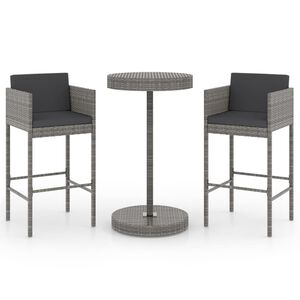 vidaXL Garden Bar Set Grey, Dark Grey PE rattan, Powder-coated steel