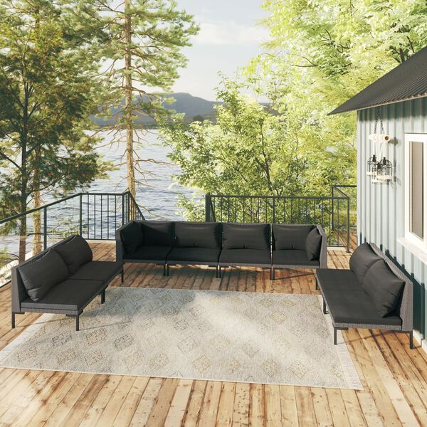 vidaXL Garden Lounge Set Dark Grey, Black