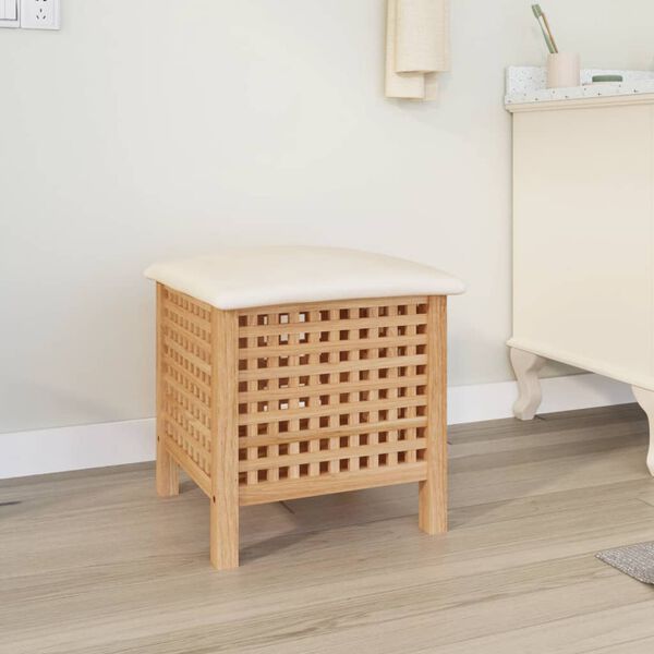 vidaXL Bathroom Stool 18.9x18.7x20.5" Solid Wood Walnut