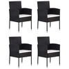 vidaXL 5 Piece Patio Dining Set with Cushions Poly Rattan Black
