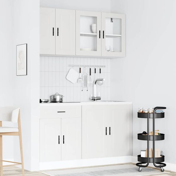 vidaXL Kitchen Cabinet Set White Engineered Wood Large Adjustable Feet