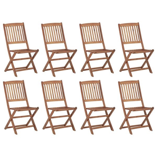 vidaXL Outdoor Chair Set of 8 Brown Solid acacia wood Standard
