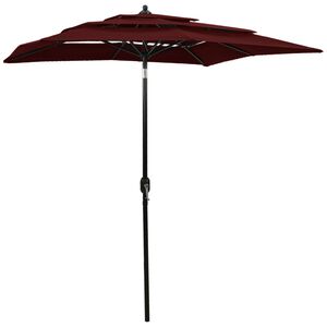 vidaXL Parasol Bordeaux Red Polyester, Powder-Coated Aluminum 6.6x6.6 ft