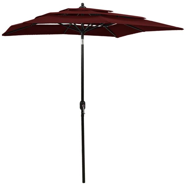 vidaXL Parasol Bordeaux Red Polyester, Powder-Coated Aluminum 6.6x6.6 ft