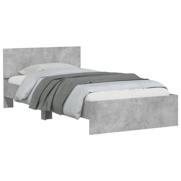 vidaXL Bed Frame without Mattress with Headboard Concrete Gray 39.4"x78.7"