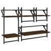 vidaXL Wall Shelf Set of 4 Brown oak Engineered wood, metal Medium
