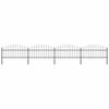 vidaXL Garden Fence with Spear Top Steel 281.3"x49.2" Black