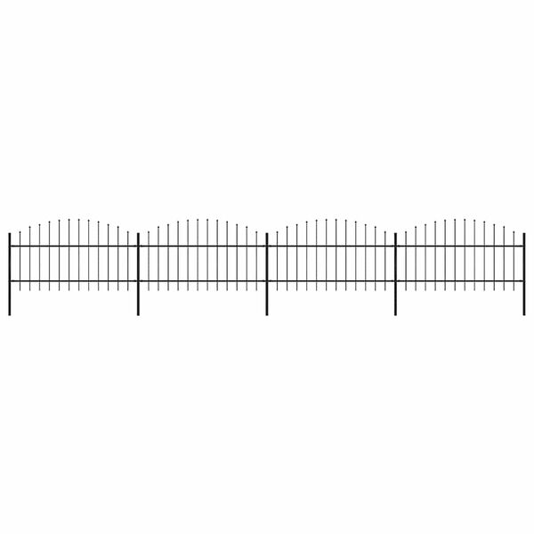vidaXL Garden Fence with Spear Top Steel 281.3"x49.2" Black