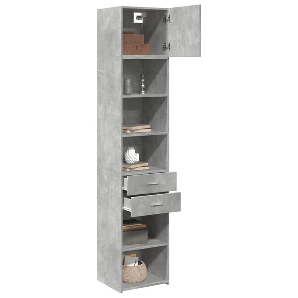 vidaXL Slim Storage Cabinet Concrete Grey Engineered Wood Slim