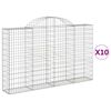 vidaXL Gabion Basket Set of 10 Silver Galvanized Iron