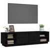 vidaXL TV Cabinet Black Solid pine wood Medium TV Cabinet Rectangular