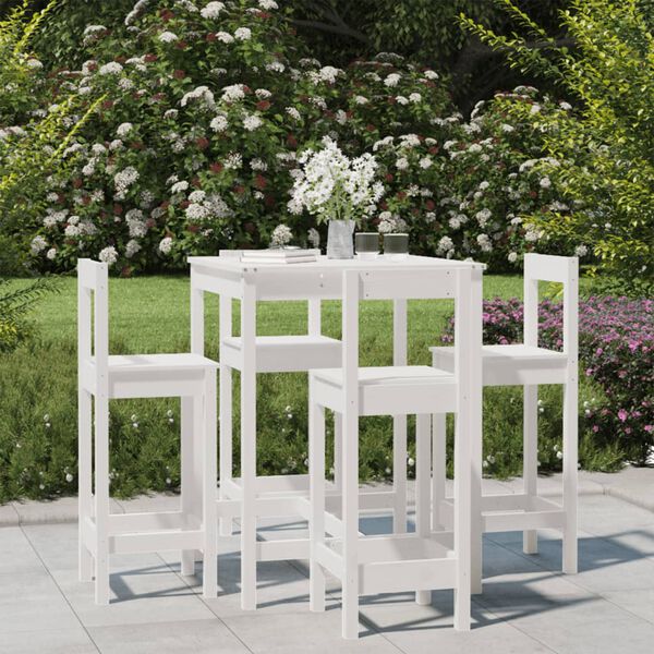 vidaXL Garden Bar Set White Solid pine wood One Size Footrest Bar Set