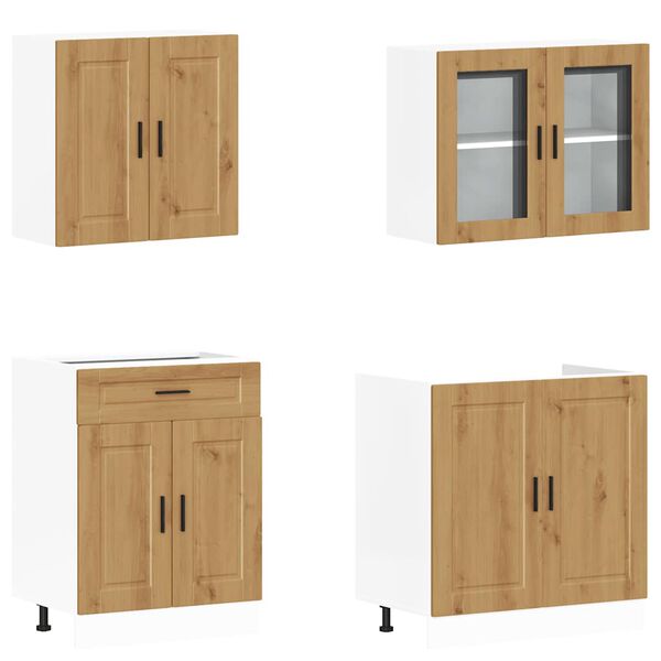 vidaXL Kitchen Cabinet Set Artisan Oak Engineered wood and glass