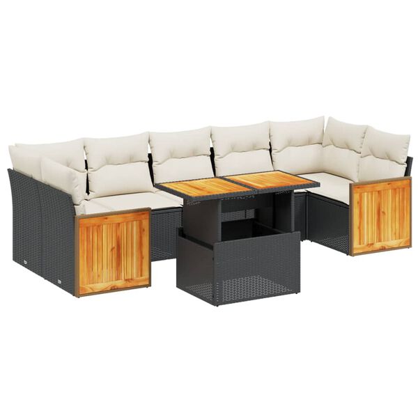 vidaXL Garden Sofa Set Black, Cream white