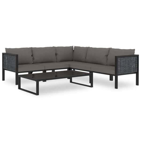 vidaXL Garden Lounge Set Anthracite Poly Rattan Large Modular