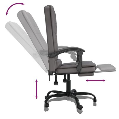 vidaXL Massage Reclining Office Chair Gray Faux Leather