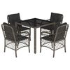 vidaXL Garden Dining Set Gray PE rattan Medium Removable Covers