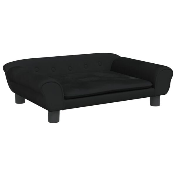 vidaXL Kids Sofa Black Velvet (100% polyester), solid pine wood, plastic