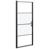 vidaXL Shower Door 35.8"x76.8" Half Frosted Tempered Glass Black