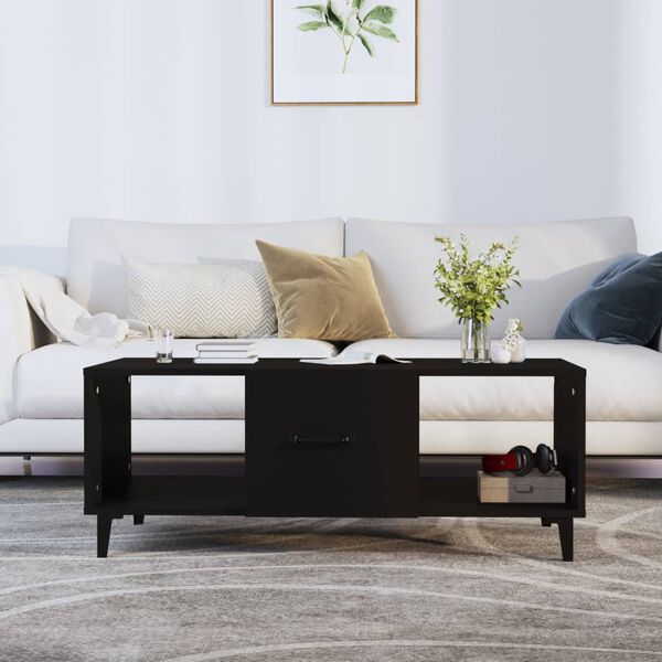 vidaXL Coffee Table Black Engineered Wood Standard Coffee Table