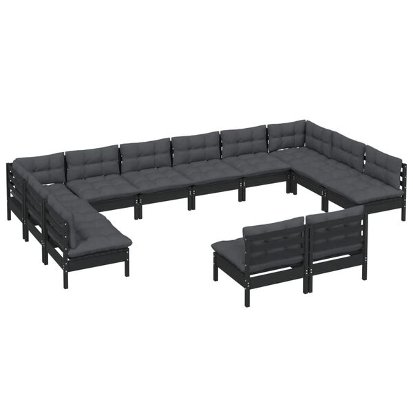 vidaXL Garden Lounge Set Black and Anthracite