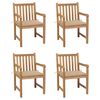 vidaXL Patio Chair Set of 4 Beige Teak wood with polyester cushions
