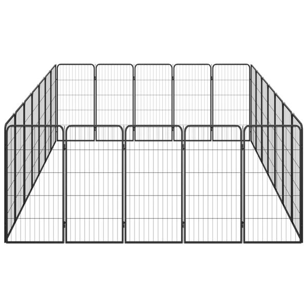 vidaXL Dog Playpen Black Powder-coated steel Large Collapsible