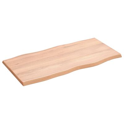 vidaXL Table Top Light Brown 31.5"x15.7"x0.8" Treated Solid Wood Oak Live Edge