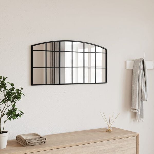 vidaXL Wall Mirror Black Glass 31.5 x 15.7 in Minimalistic Wall Mirror