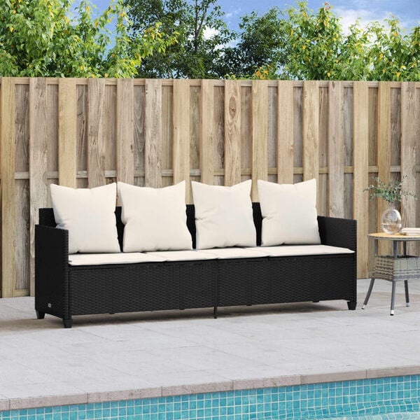 vidaXL Sun Lounger Black PE Rattan 78.7 x 20.7 in UV-resistant materials