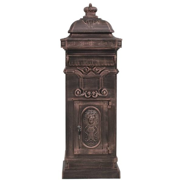 vidaXL Pillar Letterbox Bronze Cast Aluminum Medium Decorative Inlays