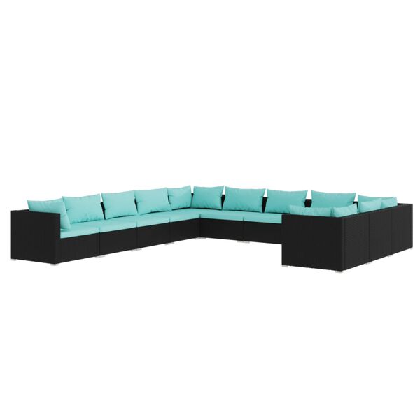 vidaXL Garden Lounge Set Black and Water Blue