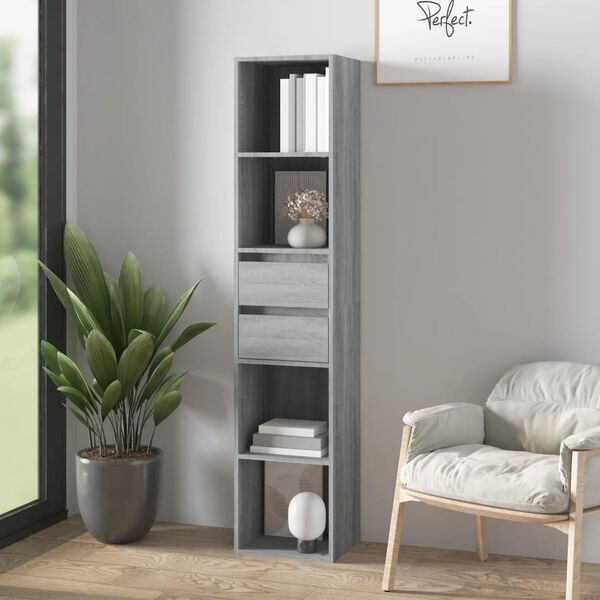 vidaXL Book Cabinet Grey Sonoma Engineered Wood Tall Book Cabinet