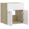vidaXL Sink Cabinet White and Sonoma Oak Engineered Wood Bathroom Cabinet