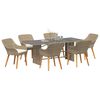 vidaXL Garden Dining Set with Cushion 7 pcs Beige poly rattan