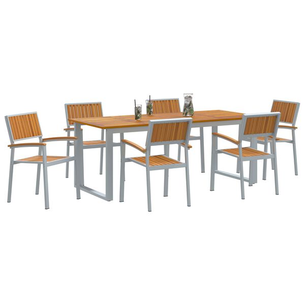 vidaXL Garden Dining Set 7 pcs Gray and brown